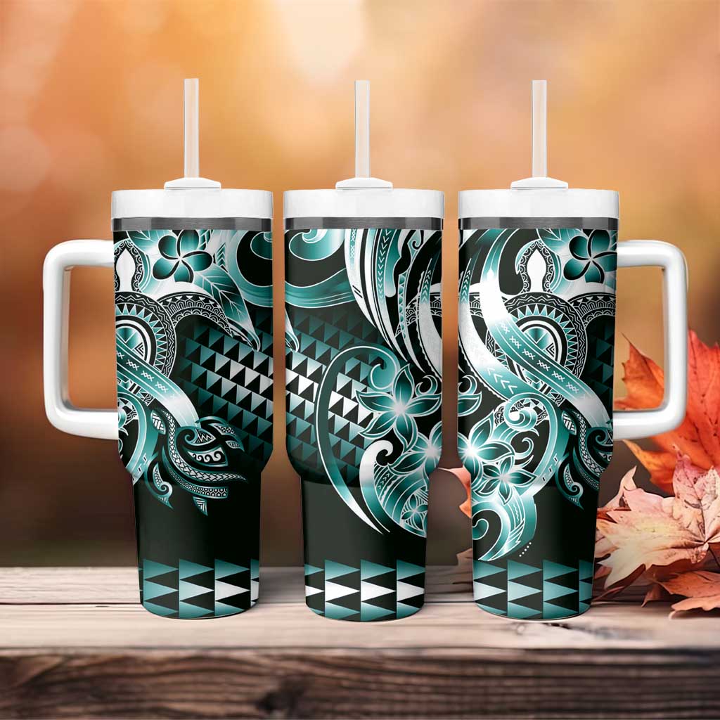 Aloha Turquoise Tribal Honu Tattoo Tumbler With Handle LT9 - Polynesian Pride