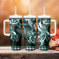 Aloha Turquoise Tribal Honu Tattoo Tumbler With Handle LT9 - Polynesian Pride