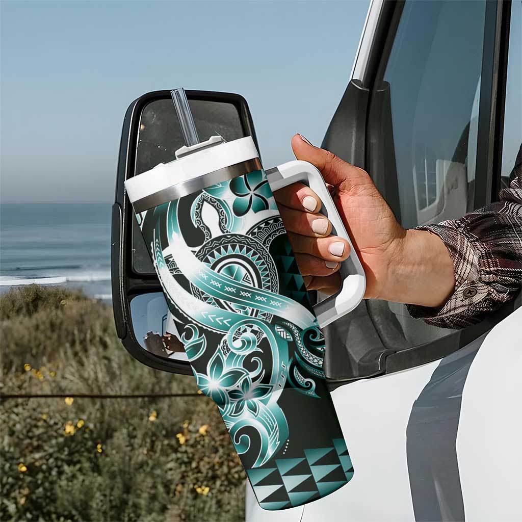 Aloha Turquoise Tribal Honu Tattoo Tumbler With Handle LT9 - Polynesian Pride