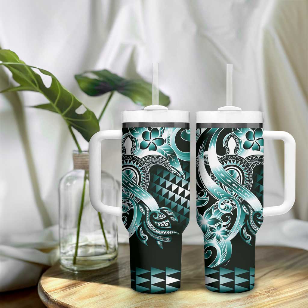Aloha Turquoise Tribal Honu Tattoo Tumbler With Handle LT9 - Polynesian Pride