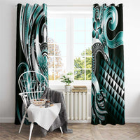 Aloha Turquoise Tribal Honu Tattoo Window Curtain LT9 - Polynesian Pride