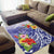 Personalised Chuuk States Humpback Whale Area Rug Polynesian Tropical Flowers