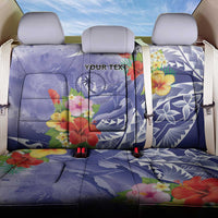 Personalised Chuuk States Humpback Whale Back Car Seat Cover Polynesian Tropical Flowers LT9 One Size Blue - Polynesian Pride