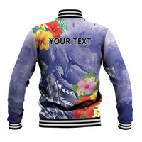 Personalised Chuuk States Humpback Whale Baseball Jacket Polynesian Tropical Flowers LT9 - Polynesian Pride