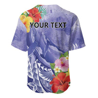 Personalised Chuuk States Humpback Whale Baseball Jersey Polynesian Tropical Flowers LT9 - Polynesian Pride
