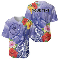 Personalised Chuuk States Humpback Whale Baseball Jersey Polynesian Tropical Flowers LT9 - Polynesian Pride