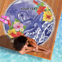 Personalised Chuuk States Humpback Whale Beach Blanket Polynesian Tropical Flowers LT9 - Polynesian Pride