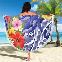 Personalised Chuuk States Humpback Whale Beach Blanket Polynesian Tropical Flowers LT9 - Polynesian Pride