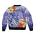 Personalised Chuuk States Humpback Whale Bomber Jacket Polynesian Tropical Flowers