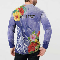 Personalised Chuuk States Humpback Whale Button Sweatshirt Polynesian Tropical Flowers LT9 - Polynesian Pride