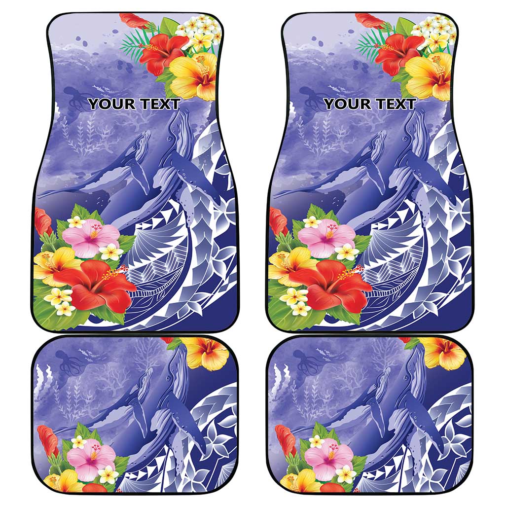 Personalised Chuuk States Humpback Whale Car Mats Polynesian Tropical Flowers LT9 - Polynesian Pride