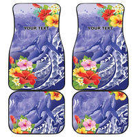 Personalised Chuuk States Humpback Whale Car Mats Polynesian Tropical Flowers LT9 - Polynesian Pride