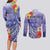 Personalised Chuuk States Humpback Whale Couples Matching Long Sleeve Bodycon Dress and Long Sleeve Button Shirt Polynesian Tropical Flowers