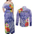 Personalised Chuuk States Humpback Whale Couples Matching Off Shoulder Maxi Dress and Long Sleeve Button Shirt Polynesian Tropical Flowers