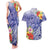 Personalised Chuuk States Humpback Whale Couples Matching Tank Maxi Dress and Hawaiian Shirt Polynesian Tropical Flowers