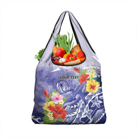 Personalised Chuuk States Humpback Whale Grocery Bag Polynesian Tropical Flowers LT9 1-pack One Size Blue - Polynesian Pride