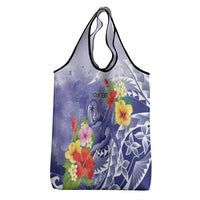 Personalised Chuuk States Humpback Whale Grocery Bag Polynesian Tropical Flowers LT9 - Polynesian Pride