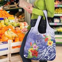 Personalised Chuuk States Humpback Whale Grocery Bag Polynesian Tropical Flowers LT9 - Polynesian Pride