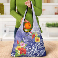 Personalised Chuuk States Humpback Whale Grocery Bag Polynesian Tropical Flowers LT9 - Polynesian Pride