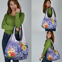 Personalised Chuuk States Humpback Whale Grocery Bag Polynesian Tropical Flowers LT9 - Polynesian Pride