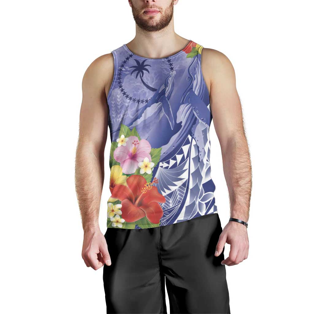 Personalised Chuuk States Humpback Whale Men Tank Top Polynesian Tropical Flowers LT9 - Polynesian Pride