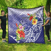 Personalised Chuuk States Humpback Whale Quilt Polynesian Tropical Flowers LT9 - Polynesian Pride
