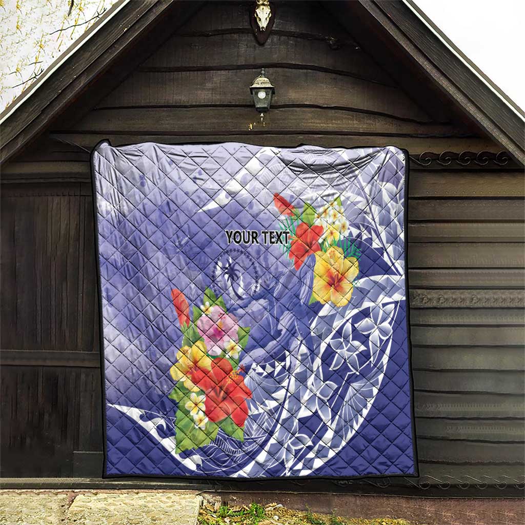 Personalised Chuuk States Humpback Whale Quilt Polynesian Tropical Flowers LT9 - Polynesian Pride
