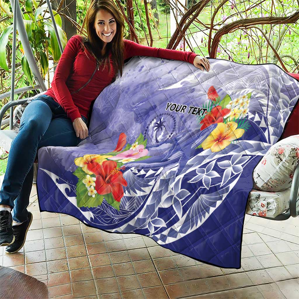 Personalised Chuuk States Humpback Whale Quilt Polynesian Tropical Flowers LT9 - Polynesian Pride