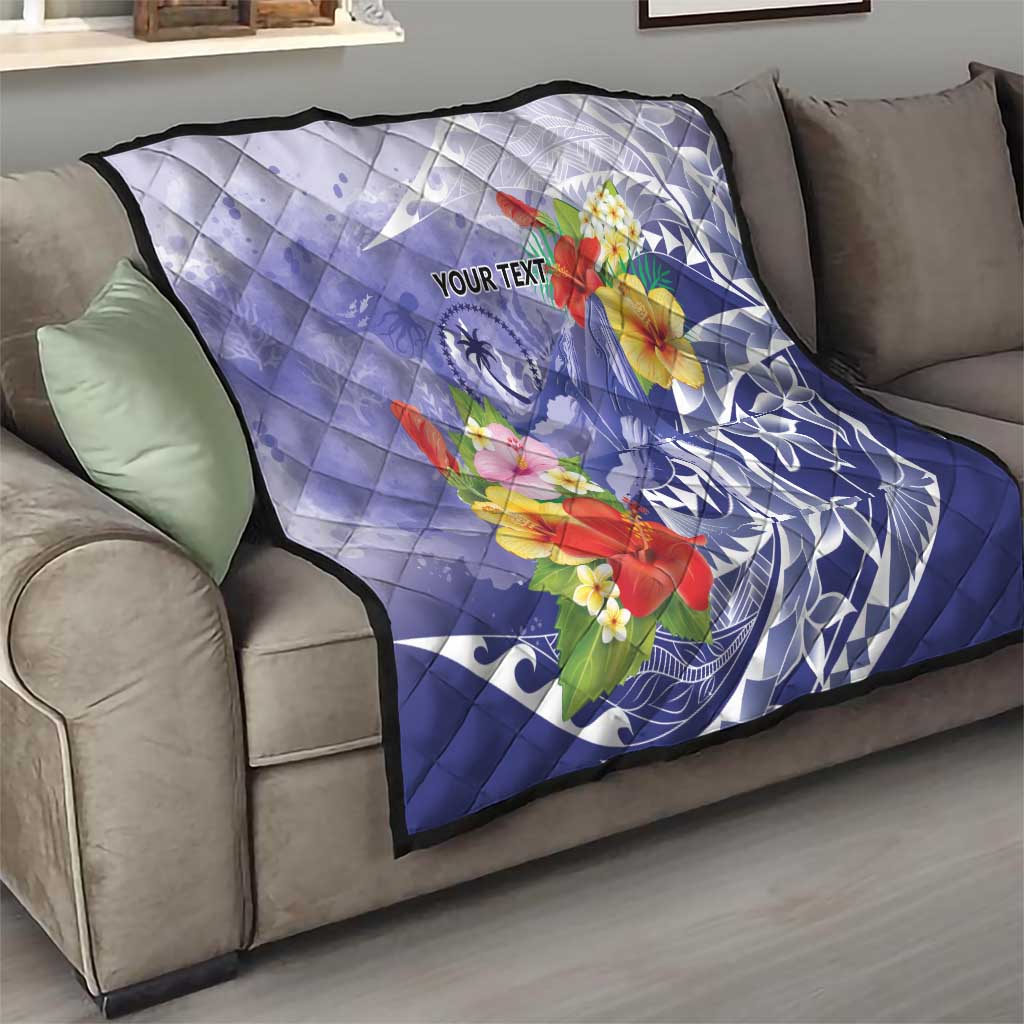 Personalised Chuuk States Humpback Whale Quilt Polynesian Tropical Flowers LT9 - Polynesian Pride