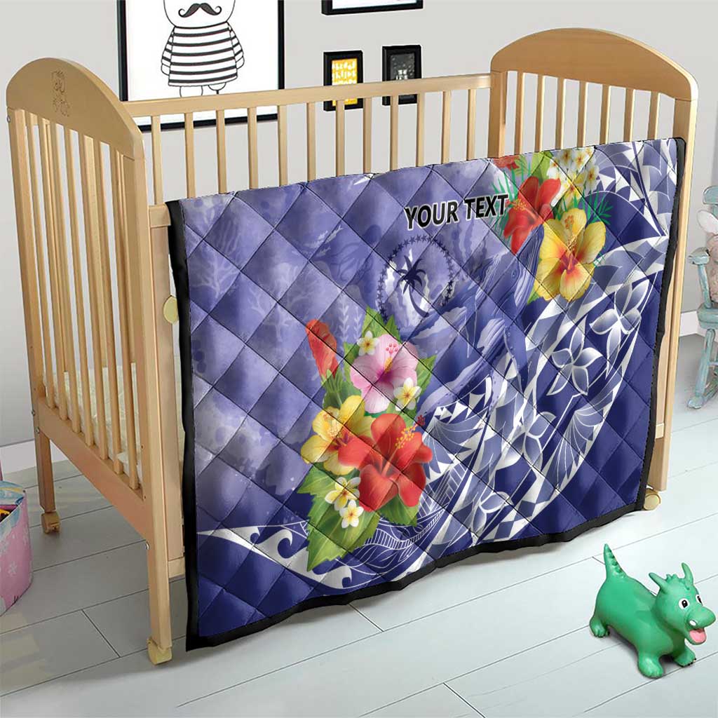 Personalised Chuuk States Humpback Whale Quilt Polynesian Tropical Flowers LT9 - Polynesian Pride