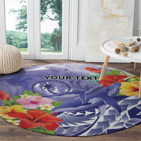 Personalised Chuuk States Humpback Whale Round Carpet Polynesian Tropical Flowers LT9 - Polynesian Pride