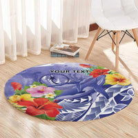 Personalised Chuuk States Humpback Whale Round Carpet Polynesian Tropical Flowers LT9 - Polynesian Pride