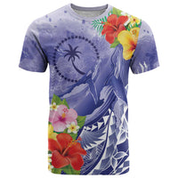 Personalised Chuuk States Humpback Whale T Shirt Polynesian Tropical Flowers LT9 Blue - Polynesian Pride