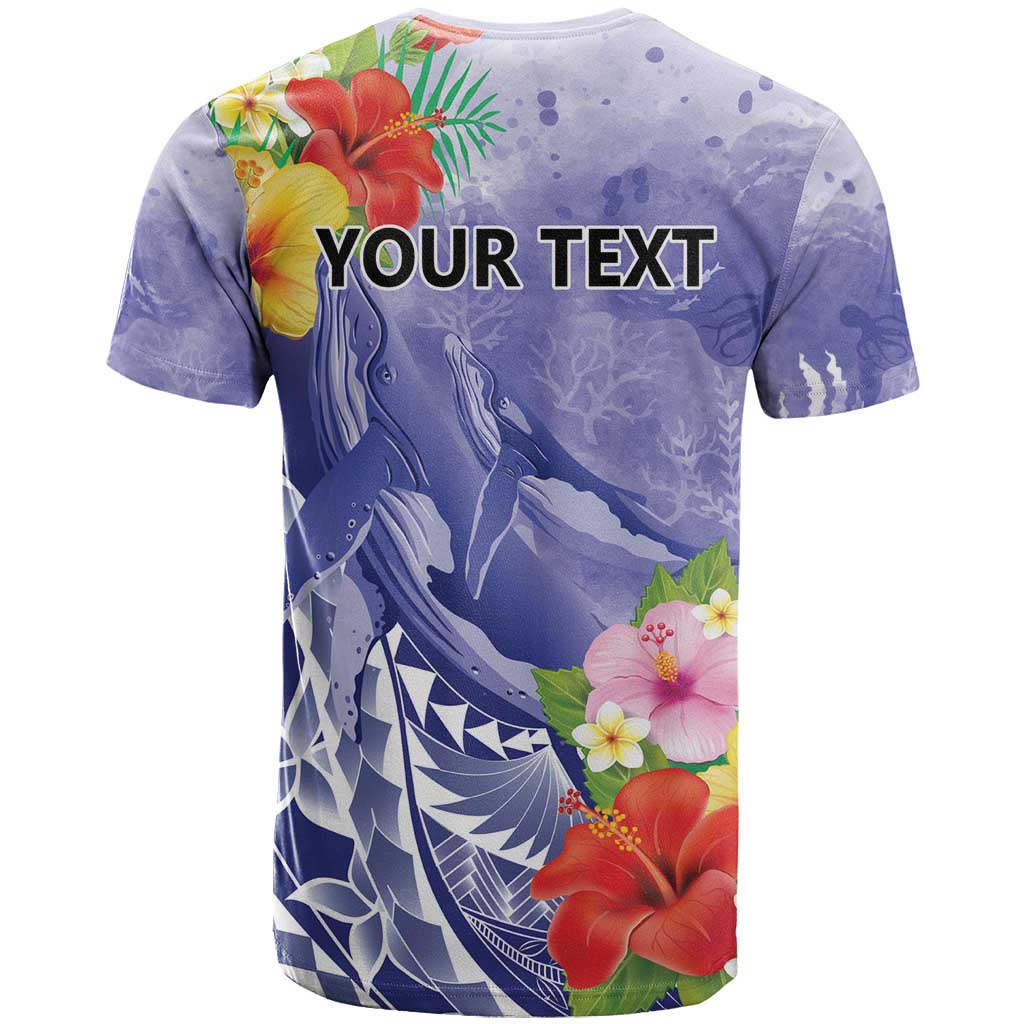 Personalised Chuuk States Humpback Whale T Shirt Polynesian Tropical Flowers LT9 - Polynesian Pride