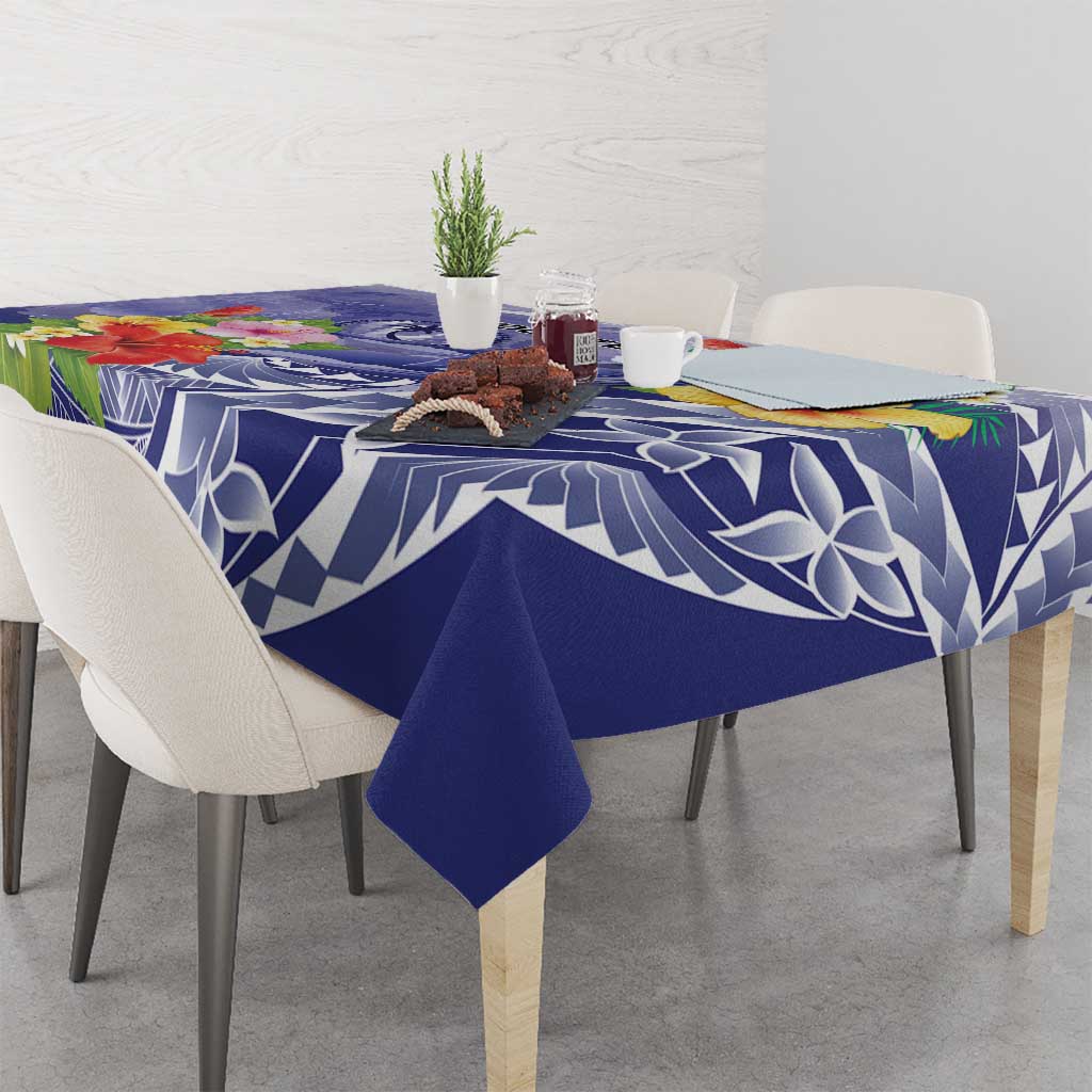 Personalised Chuuk States Humpback Whale Tablecloth Polynesian Tropical Flowers LT9 - Polynesian Pride