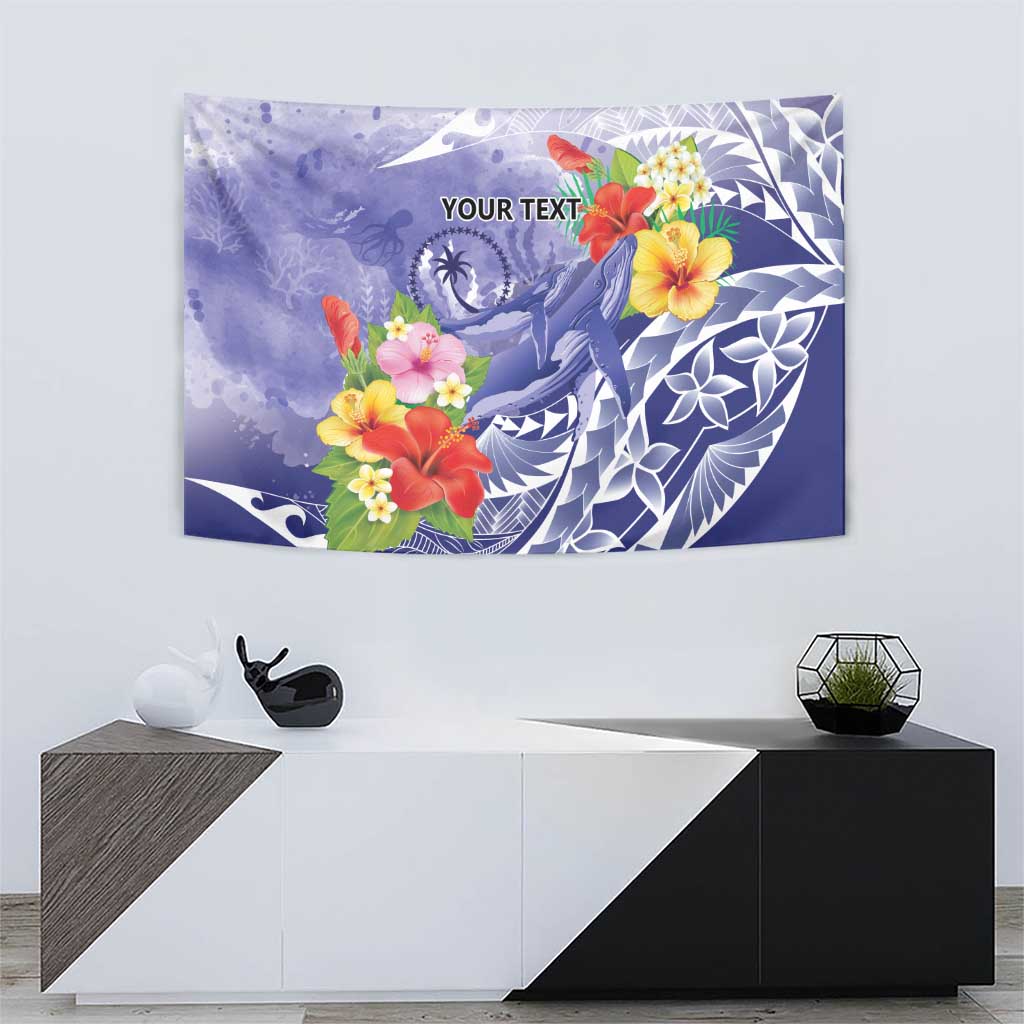 Personalised Chuuk States Humpback Whale Tapestry Polynesian Tropical Flowers LT9 - Polynesian Pride
