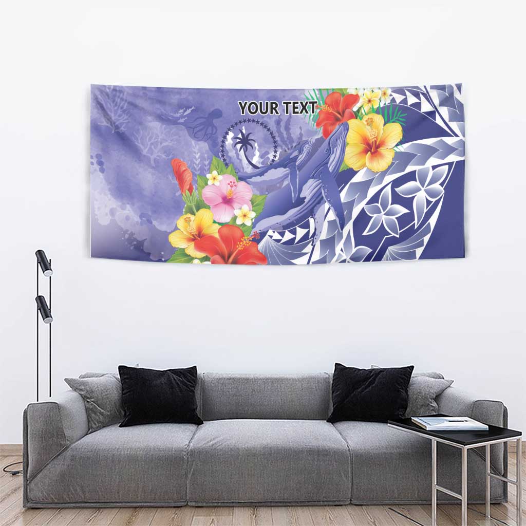 Personalised Chuuk States Humpback Whale Tapestry Polynesian Tropical Flowers LT9 - Polynesian Pride