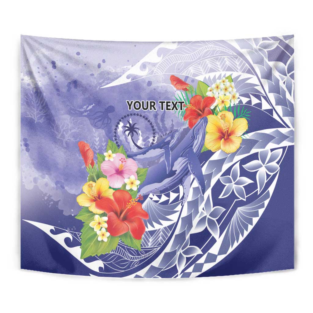 Personalised Chuuk States Humpback Whale Tapestry Polynesian Tropical Flowers LT9 - Polynesian Pride