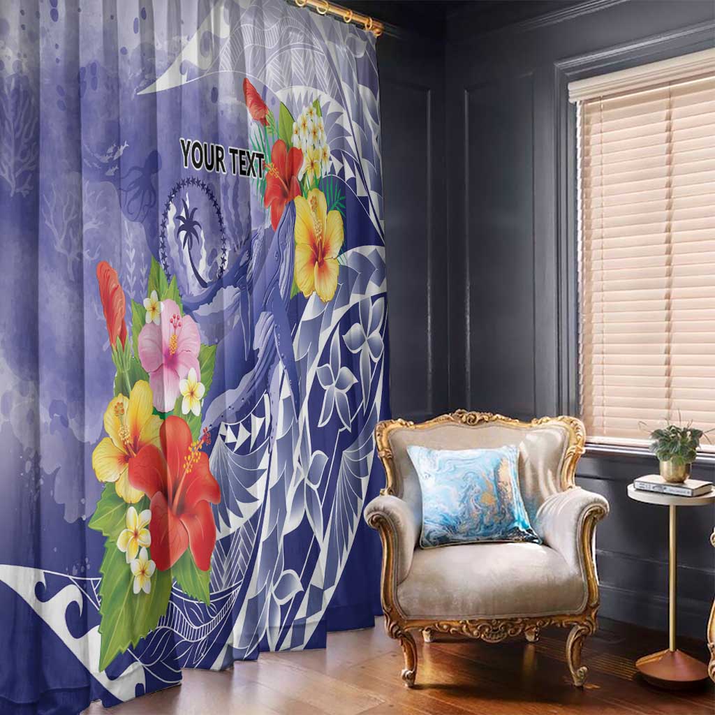 Personalised Chuuk States Humpback Whale Window Curtain Polynesian Tropical Flowers LT9 - Polynesian Pride