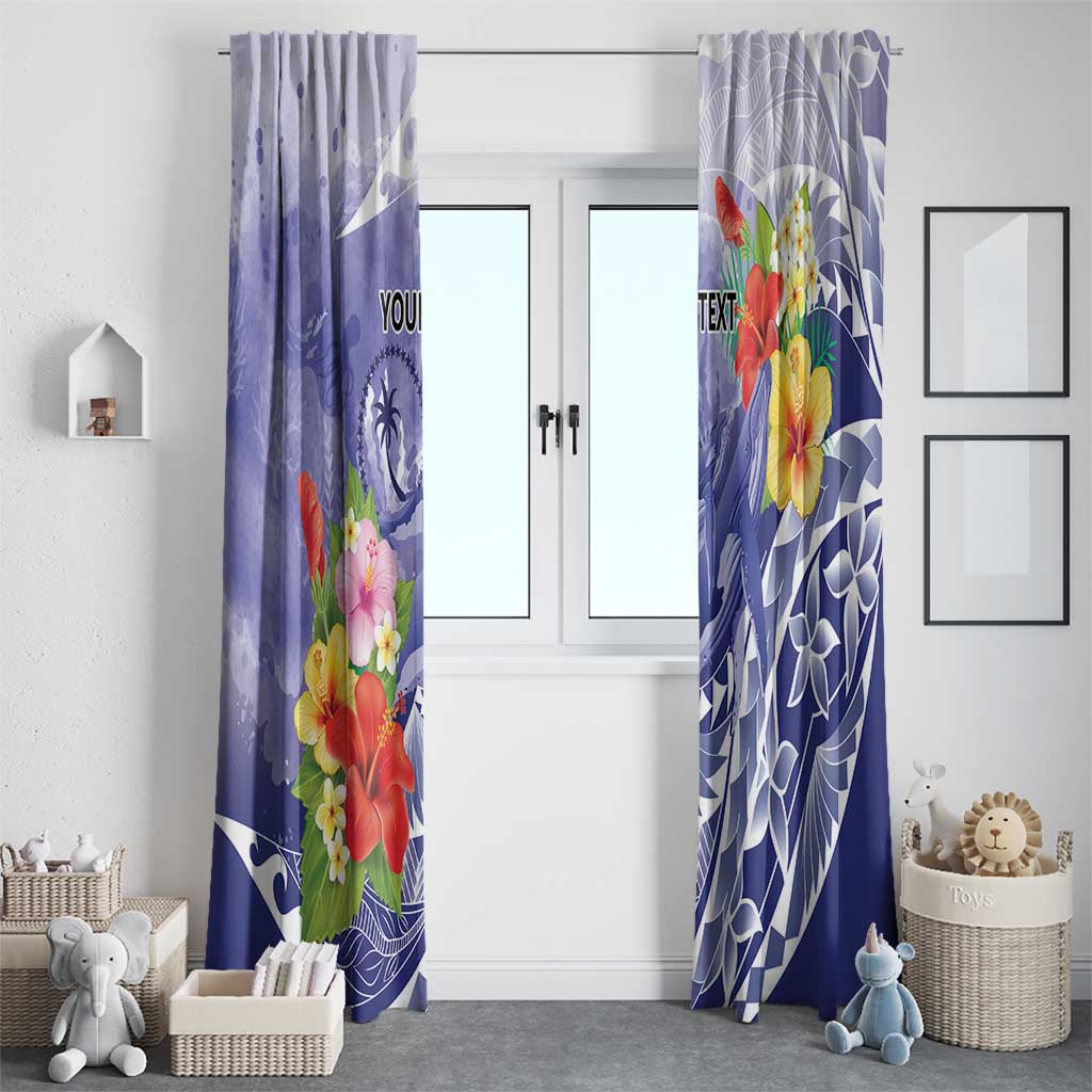 Personalised Chuuk States Humpback Whale Window Curtain Polynesian Tropical Flowers LT9 - Polynesian Pride