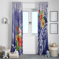 Personalised Chuuk States Humpback Whale Window Curtain Polynesian Tropical Flowers LT9 - Polynesian Pride