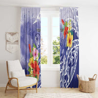 Personalised Chuuk States Humpback Whale Window Curtain Polynesian Tropical Flowers LT9 - Polynesian Pride