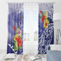 Personalised Chuuk States Humpback Whale Window Curtain Polynesian Tropical Flowers LT9 - Polynesian Pride
