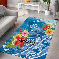 Personalised Kosrae States Humpback Whale Area Rug Polynesian Tropical Flowers LT9 - Polynesian Pride