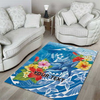 Personalised Kosrae States Humpback Whale Area Rug Polynesian Tropical Flowers LT9 - Polynesian Pride