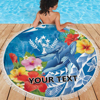 Personalised Kosrae States Humpback Whale Beach Blanket Polynesian Tropical Flowers LT9 - Polynesian Pride
