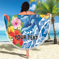 Personalised Kosrae States Humpback Whale Beach Blanket Polynesian Tropical Flowers LT9 - Polynesian Pride