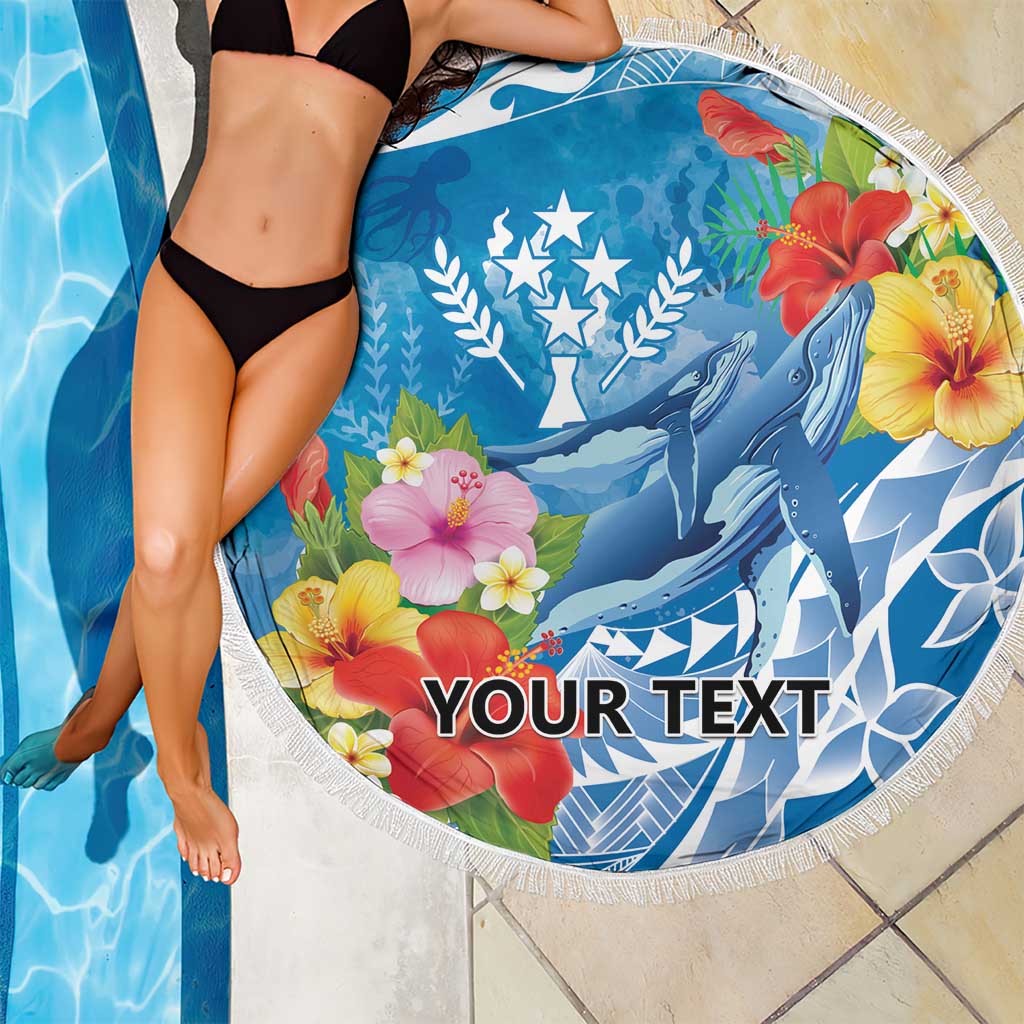 Personalised Kosrae States Humpback Whale Beach Blanket Polynesian Tropical Flowers LT9 - Polynesian Pride