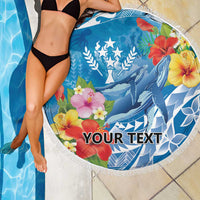 Personalised Kosrae States Humpback Whale Beach Blanket Polynesian Tropical Flowers LT9 - Polynesian Pride
