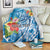 Personalised Kosrae States Humpback Whale Blanket Polynesian Tropical Flowers